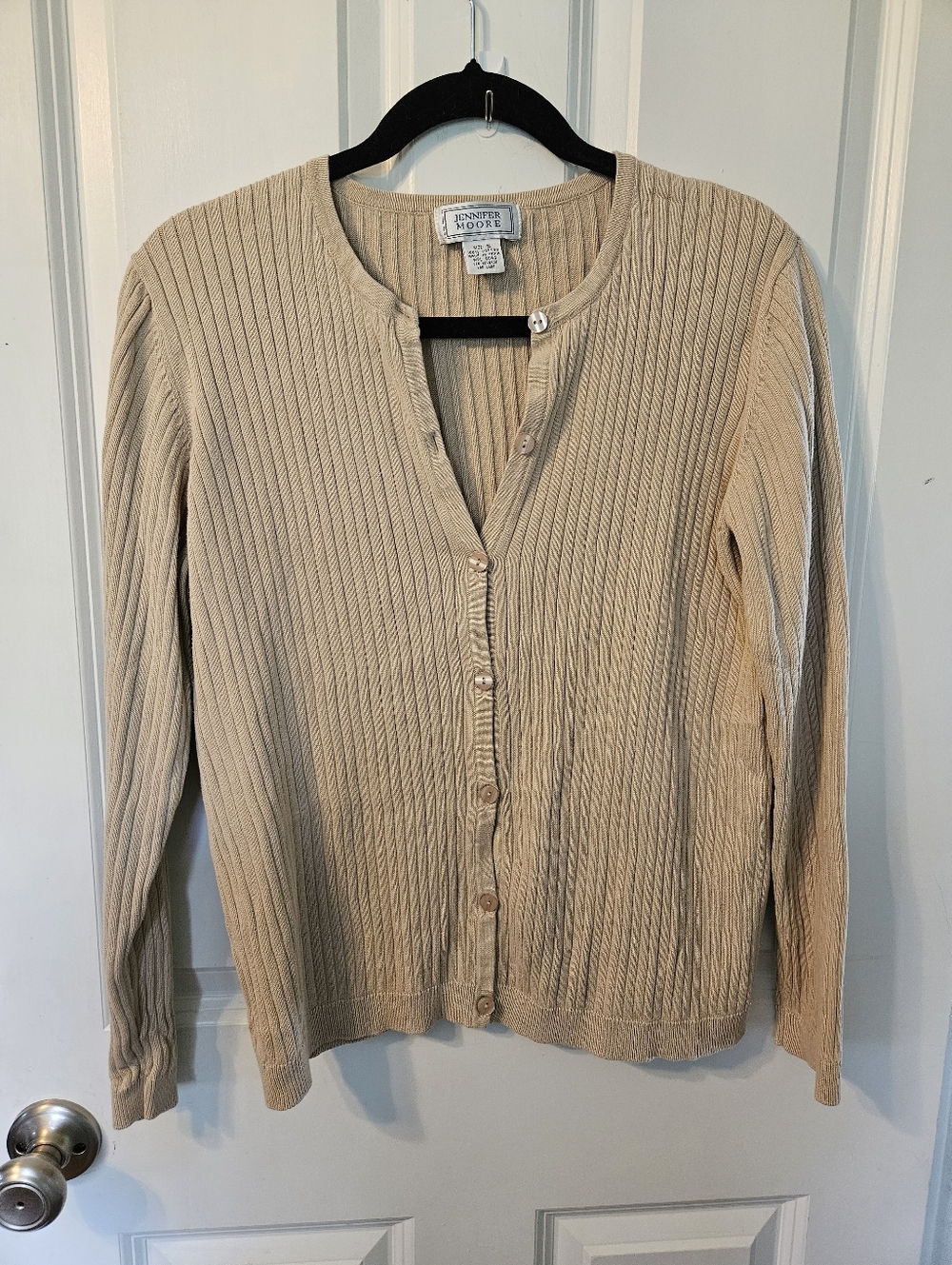 Jennifer Moore Ribbed Button-Front Cardigan
